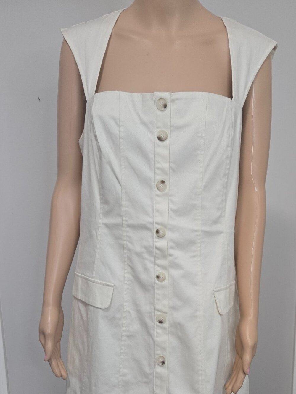 ASTR women's XL beige denim cap sleeve A line dress casual Chic